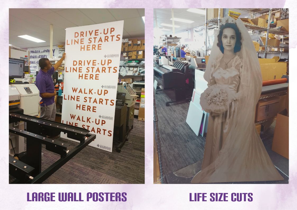 Large life size cut printing and large poster printing at gentilly mail and copy center in new orleans