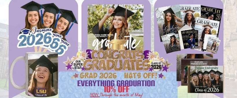 Graduation banners, posters, yard signs, and invitation printing at Gentilly Mail and Copy Center in New Orleans. Graduation banners, posters, yard signs, and invitation printing at Gentilly Mail and Copy Center in New Orleans.